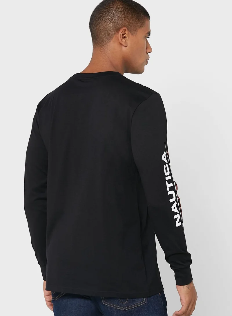 NAUTICA Embroidered Logo Crew Neck T-Shirt