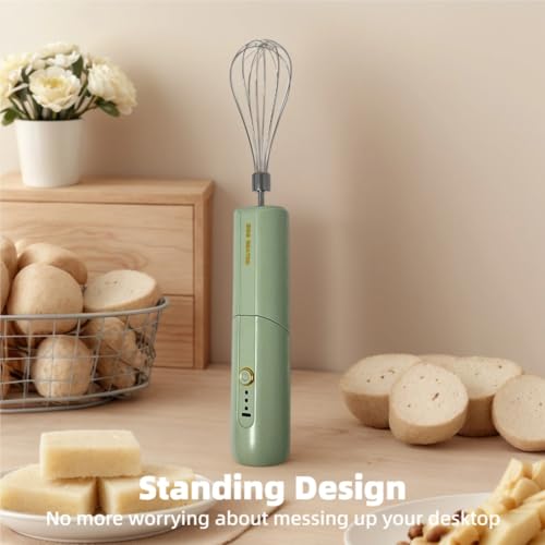 Chidoyii Cordless Hand Mixer, Foldable Design Handheld Electric Whisk with 3 Speed Modes, Hand Held Egg Beater with 2 Detachable Stir Whisks (Green) - Image 4