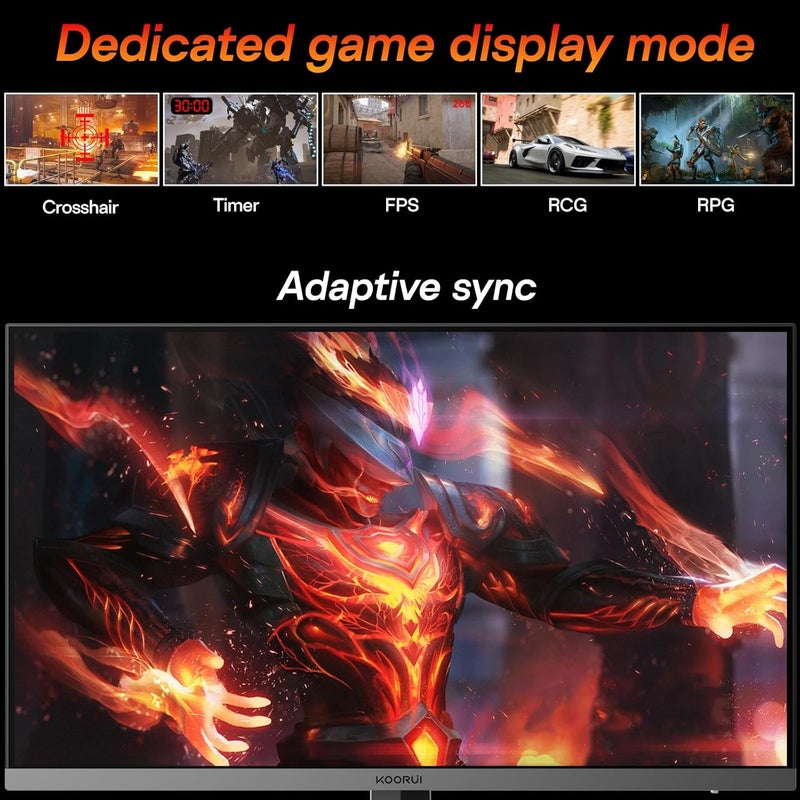 KOORUI 27-inch QHD 260Hz 1ms IPS Gaming Monitor, Flat PC Screen, HDR400, 99% sRGB, HDMI/DP, Black - Ideal for Competitive Gaming & Home Office - Image 4
