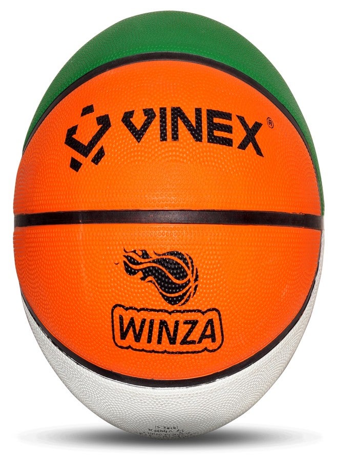 Vinex Winza Moulded Basketball - Size 6, 1 Pc, 600g | Rubber Outdoor & Indoor Ball with Deep Grooves for Superior Grip & Control | Nylon-Wound Bladder for Consistent Bounce - Image 1