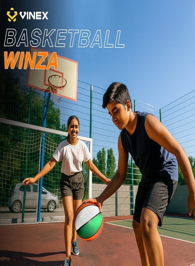 Vinex Winza Moulded Basketball - Size 6, 1 Pc, 600g | Rubber Outdoor & Indoor Ball with Deep Grooves for Superior Grip & Control | Nylon-Wound Bladder for Consistent Bounce - Image 2