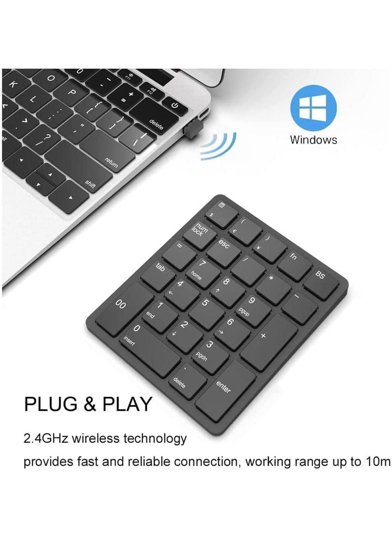 Generic - Wireless Numeric Keypad, 26-Key Bluetooth Numeric Keypad, Portable Accounting Numeric Calculator, Rechargeable Wireless Numeric Keypad for Laptop/Desktop/Surface Pro/Laptop (2.4 GHz) - Image 1