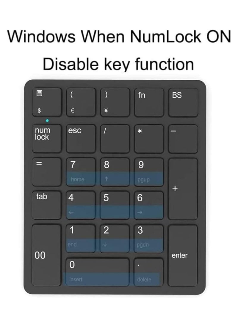 Generic - Wireless Numeric Keypad, 26-Key Bluetooth Numeric Keypad, Portable Accounting Numeric Calculator, Rechargeable Wireless Numeric Keypad for Laptop/Desktop/Surface Pro/Laptop (2.4 GHz) - Image 1
