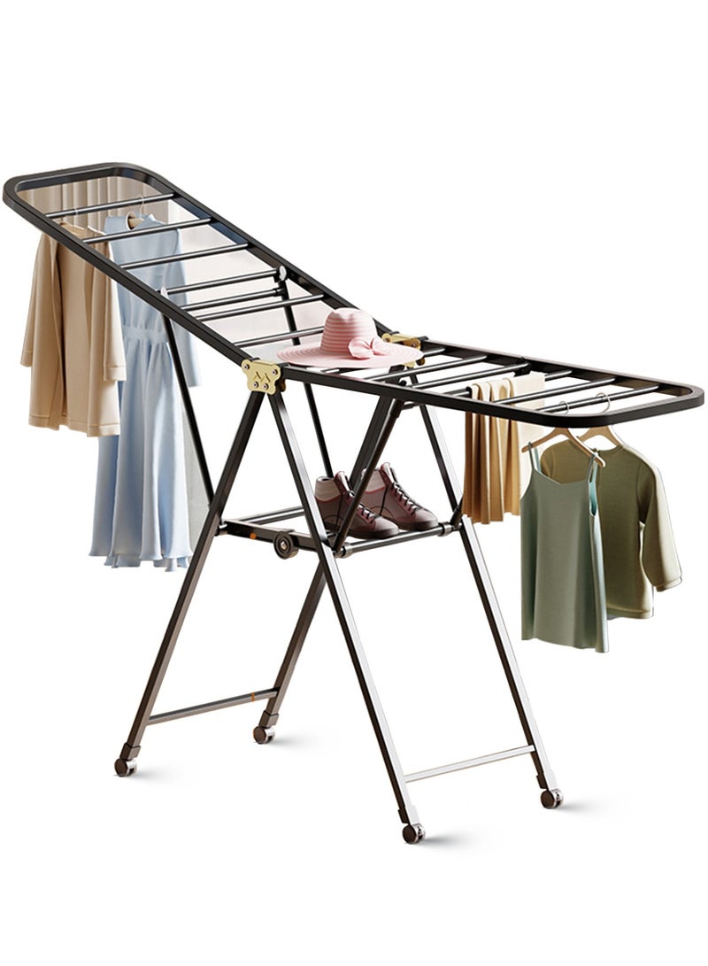 CUBEXELL Folding Clothes Drying Rack,Steel Floor Standing Wing-Type Design, Anti-Slip Feet with Hidden Wheels,170x160x47 cm - Image 1