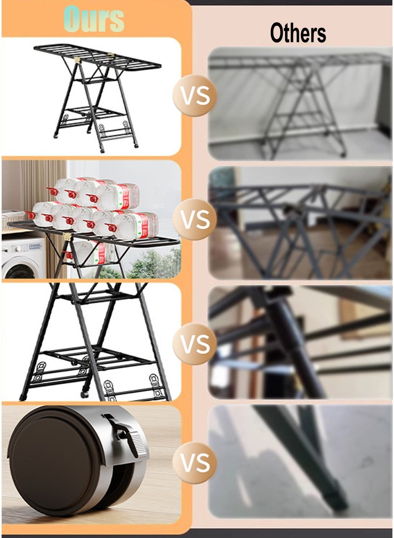 CUBEXELL Folding Clothes Drying Rack,Steel Floor Standing Wing-Type Design, Anti-Slip Feet with Hidden Wheels,170x160x47 cm - Image 5