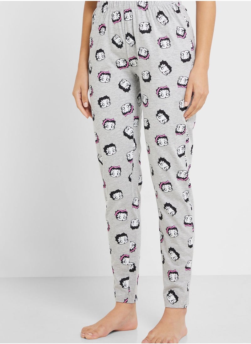 BETTY BOOP - Crew Neck Graphic T-Shirt & Pyjama Set - Image 1