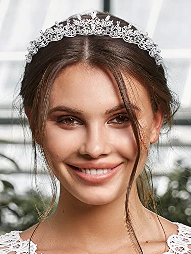 SWEETV Silver Tiara Crown for Women,Princess Tiaras for Girls,Crystal Retro Hair Accessories for Wedding Birthday Prom Pageant Quinceanera - Image 2