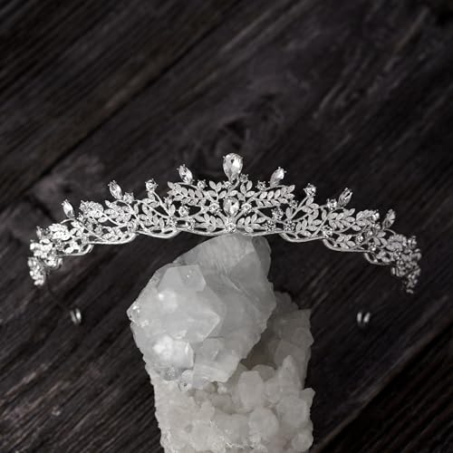 SWEETV Silver Tiara Crown for Women,Princess Tiaras for Girls,Crystal Retro Hair Accessories for Wedding Birthday Prom Pageant Quinceanera - Image 5