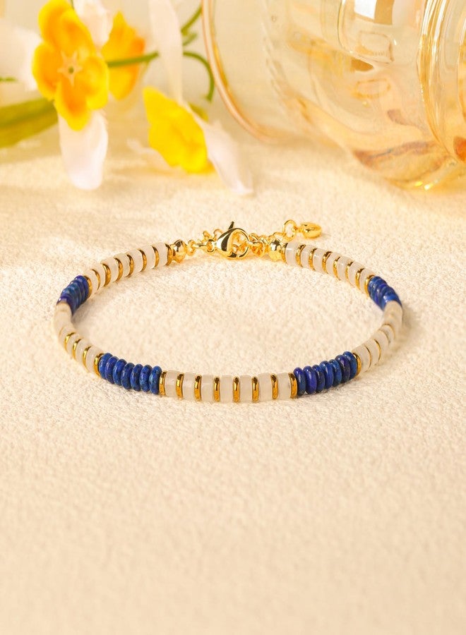 XIJIN Natural Stone Beaded Anklets for Women Handmade Beach Boho Turquoise Beads Ankle Bracelet Jewelry Gift for Her, 7.9 inch, Metal, no gemstone - Image 4