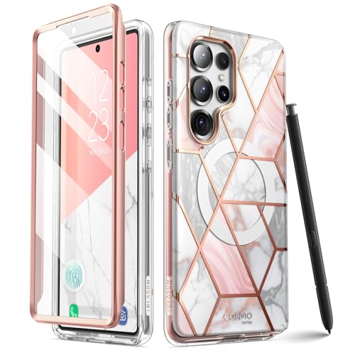 I-blason iBlason Case for Samsung Galaxy S25 Ultra Case MagSafe with Builtin Screen Protector Support Wireless Charger FullBody Slim Fit Style Magnetic Phone Case for S25 Ultra Marble - Image 1