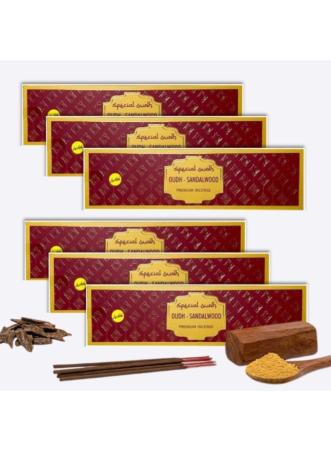 Sree Vani SreeVani Oudh Sandalwood Incense Sticks - 50g Premium Natural Blend of Sandalwood and Oudh | Pack of 6 - Image 1