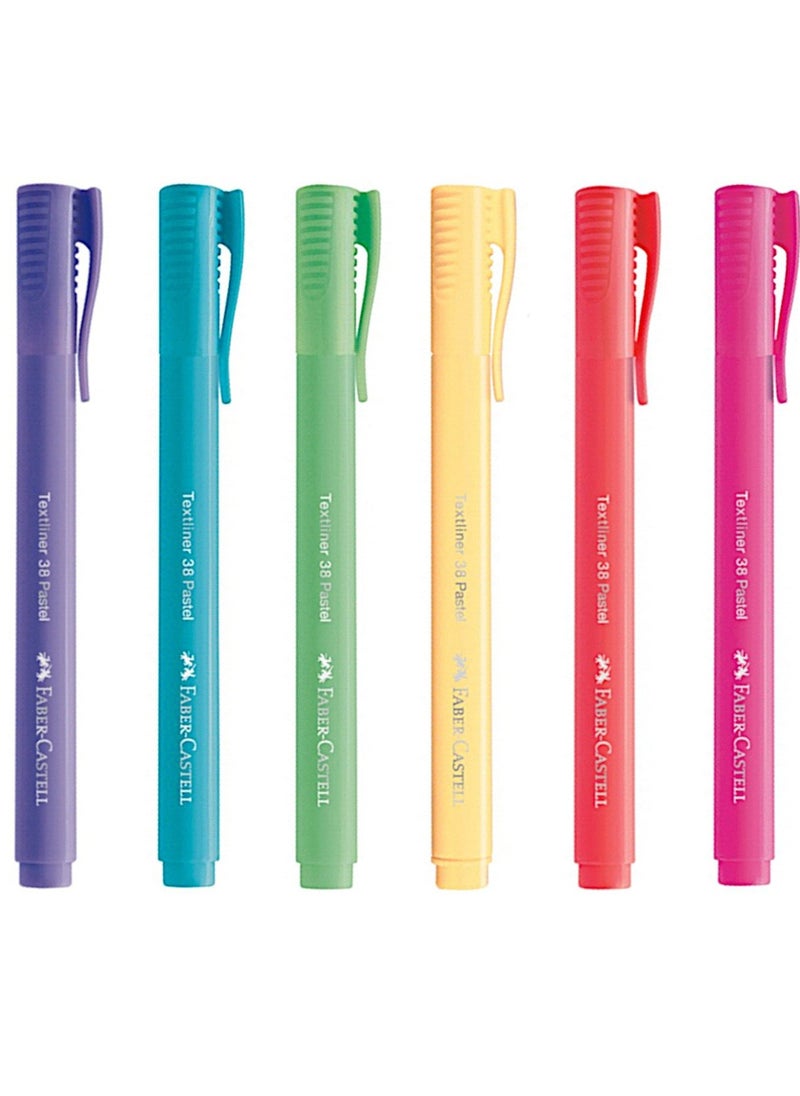 FABER-CASTELL - 6-Piece Slim Highlighters Pastel Colours - Image 1