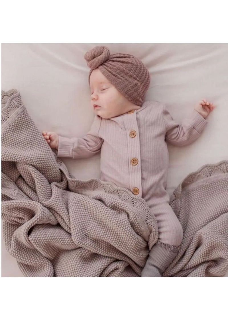 SYOSI Baby Turban Newborn Soft Beanie Girl Boys Breathable Big Bow Headband Infant Stretchy Hospital Hat Toddler Solid Color Head Wraps Photography Props Accessories  - Image 4