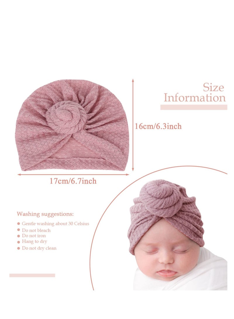 SYOSI Baby Turban Newborn Soft Beanie Girl Boys Breathable Big Bow Headband Infant Stretchy Hospital Hat Toddler Solid Color Head Wraps Photography Props Accessories  - Image 3
