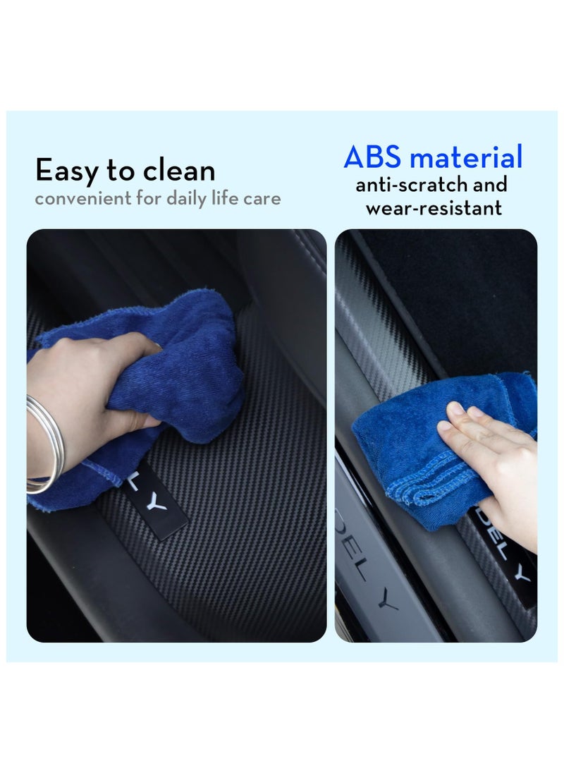 SYOSI - for Tesla Model Y Door Sill Protector, Door Sill Protector for Tesla Model Y 2021-2024 5 Seater Model Y Accessories, Carbon Fiber Front and Rear Door Sill Scuff Plate Edge Guard, Not fit 7 Seater - Image 1