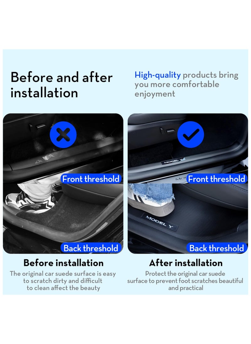 SYOSI - for Tesla Model Y Door Sill Protector, Door Sill Protector for Tesla Model Y 2021-2024 5 Seater Model Y Accessories, Carbon Fiber Front and Rear Door Sill Scuff Plate Edge Guard, Not fit 7 Seater - Image 1