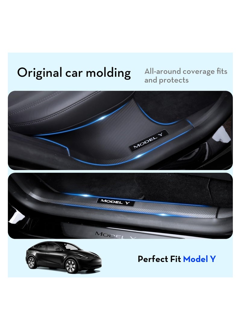 SYOSI - for Tesla Model Y Door Sill Protector, Door Sill Protector for Tesla Model Y 2021-2024 5 Seater Model Y Accessories, Carbon Fiber Front and Rear Door Sill Scuff Plate Edge Guard, Not fit 7 Seater - Image 1