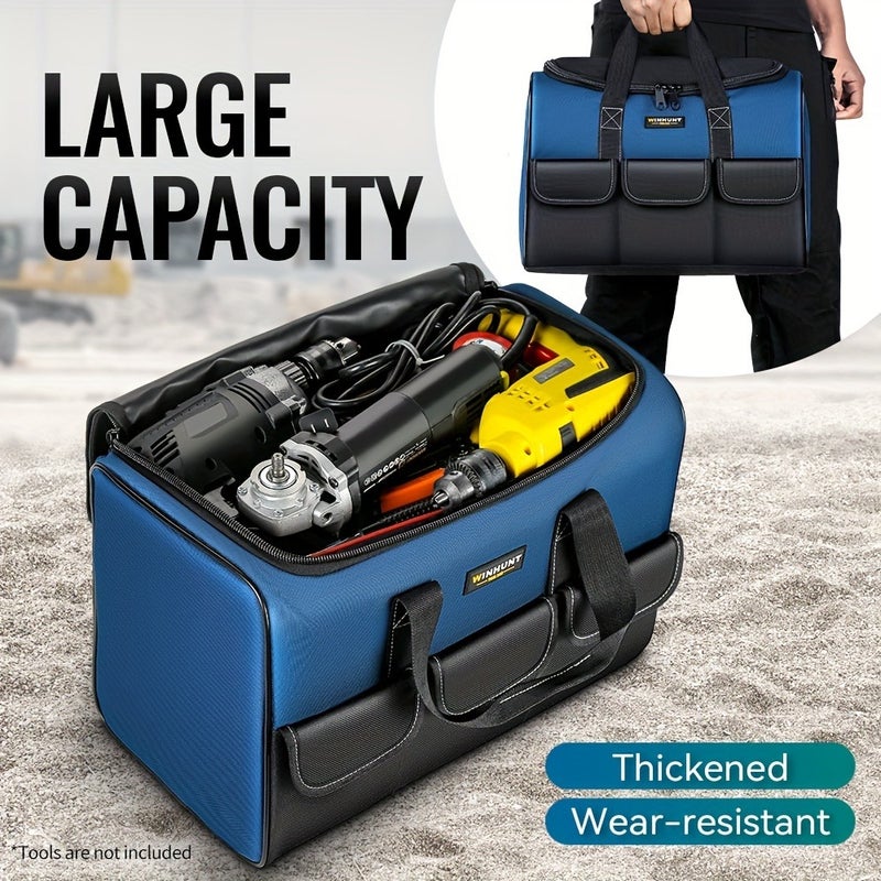 WINHUNT Heavy Duty Tool Bag with Wide Mouth for Tool Storage, Carrier And Organizer, Tool Bag for Men, Wide Mouth Tool Bag with Inside  Pockets - Image 2