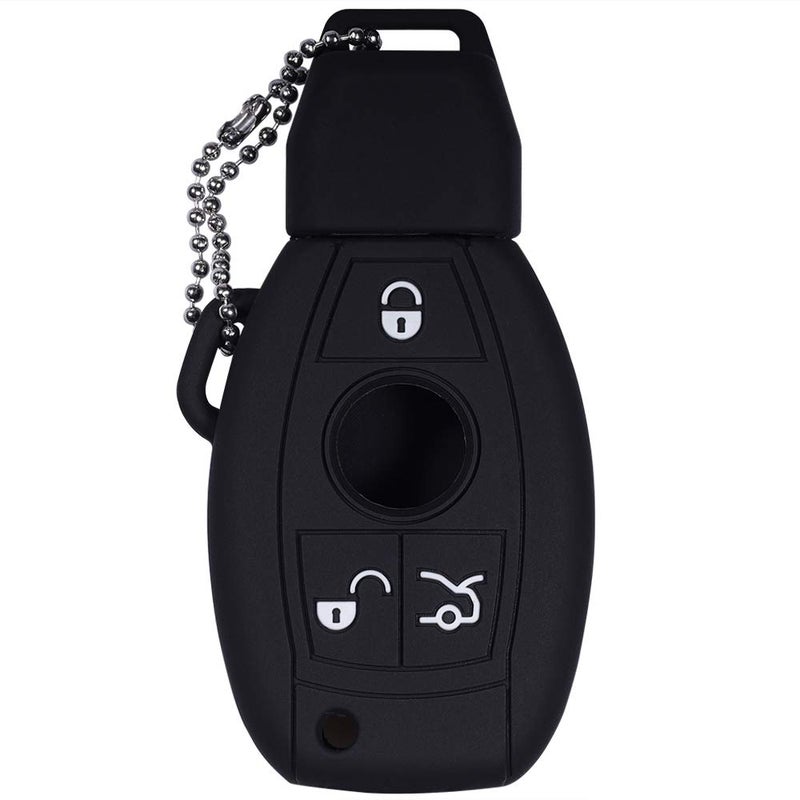 Lcyam Soft Silicone Rubber Key Fob Cover Case for Mercedes Benz C E M S CLS CLK GLK GLC G Class CLA GLK350 GLA 250 C300 AMG 2019 GLC 300 (Black)