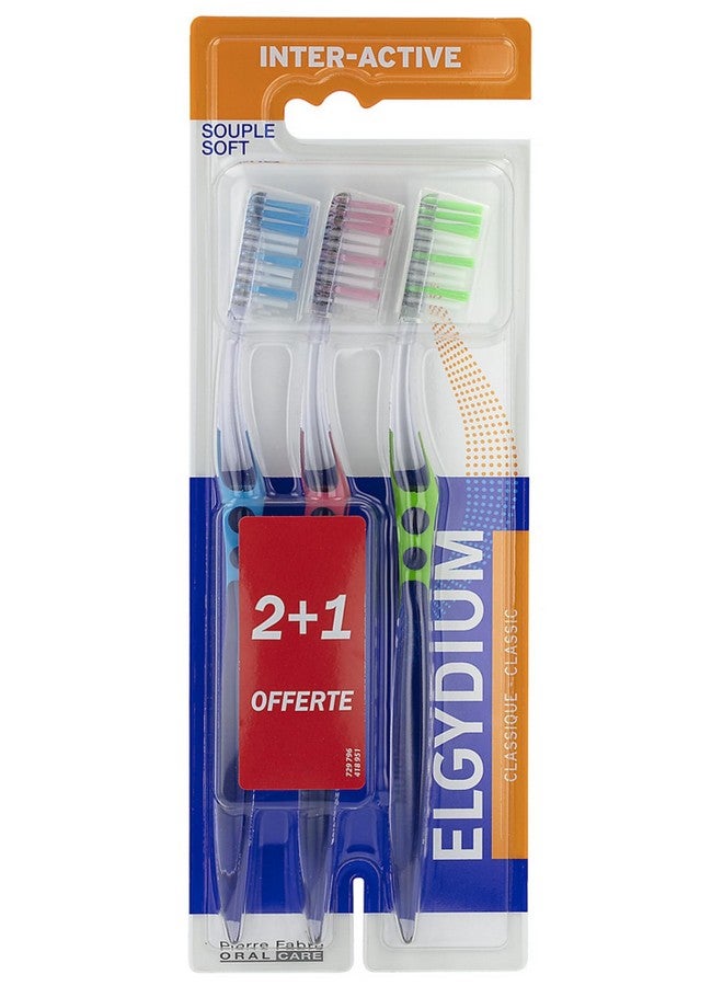 إلجيديوم فرشاة أسنان إلجيديوم إنتر-أكتيف سوفت، عبوة من 3 فرش أسنان