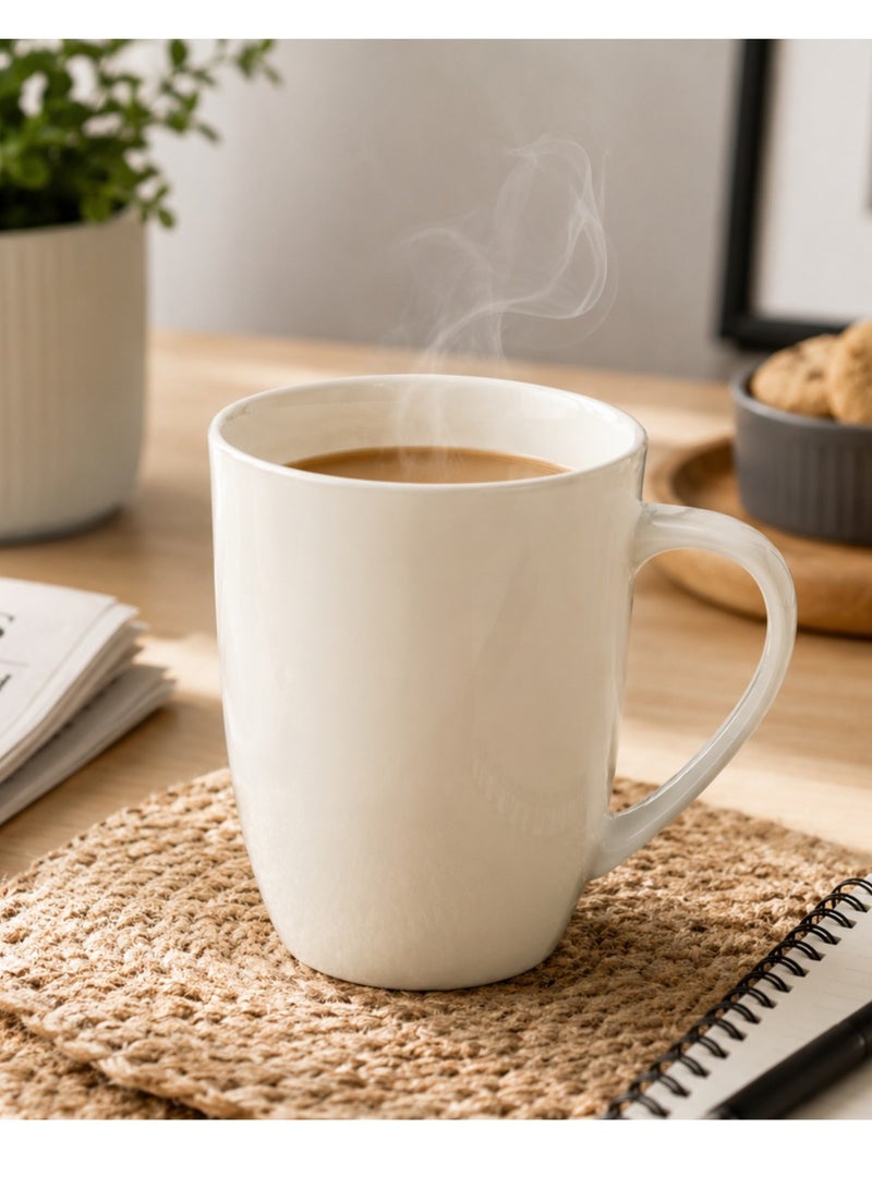 Shallow 450Ml Porcelain Ceramic Cup Tea Coffee Mug, White - Image 4