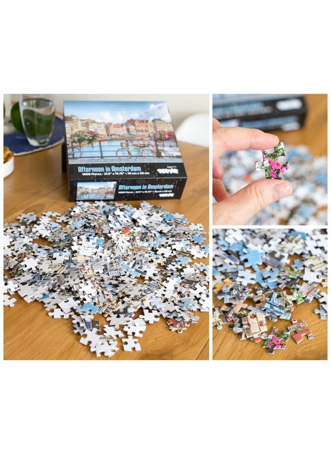 Toynk - Afternoon In Amsterdam City 1000 Piece Jigsaw Puzzle World Travel Puzzles For Adults And Kids ; Interactive Brain Teaser Educational Toys & Games Quarantine Gifts ; 28 X 20 Inches - Image 1