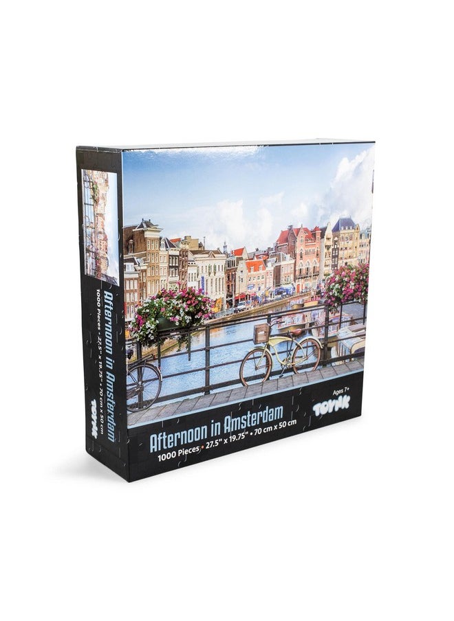 Toynk - Afternoon In Amsterdam City 1000 Piece Jigsaw Puzzle World Travel Puzzles For Adults And Kids ; Interactive Brain Teaser Educational Toys & Games Quarantine Gifts ; 28 X 20 Inches - Image 1