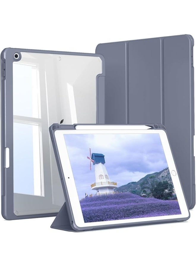 EVO Matte Case for iPad 9/8/7 (10.2-Inch, 2021/2020/2019 Model, 9th/8th/7th Generation) with Pencil Holder, Frosted Translucent Back Slim Stand Protective Tablet Cover (Light Purple) - Image 1