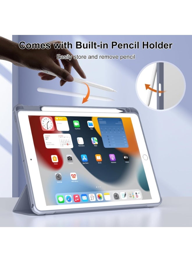 EVO Matte Case for iPad 9/8/7 (10.2-Inch, 2021/2020/2019 Model, 9th/8th/7th Generation) with Pencil Holder, Frosted Translucent Back Slim Stand Protective Tablet Cover (Light Purple) - Image 3