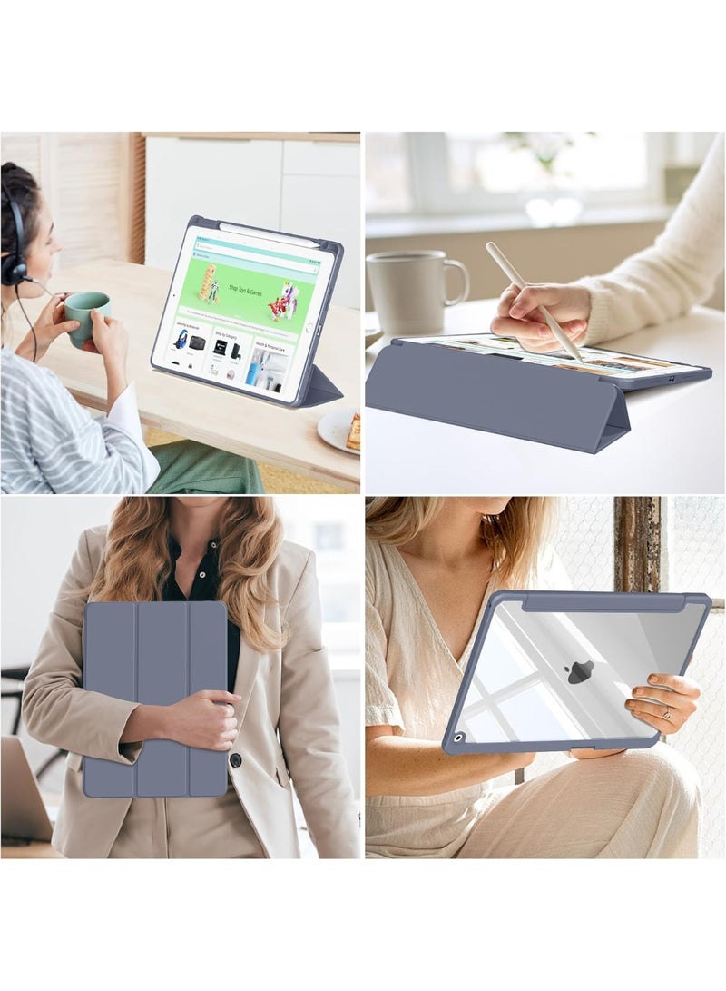 EVO Matte Case for iPad 9/8/7 (10.2-Inch, 2021/2020/2019 Model, 9th/8th/7th Generation) with Pencil Holder, Frosted Translucent Back Slim Stand Protective Tablet Cover (Light Purple) - Image 2