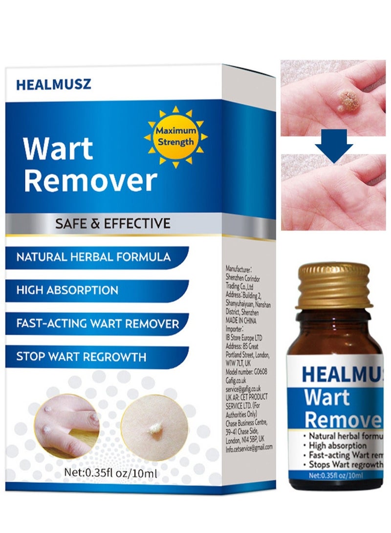 HEALMUSZ مزيل الثآليل آمن وفعال بتركيبة عشبية طبيعية عالية الامتصاص سريع المفعول يوقف نمو الثآليل غير المهيج لجميع أنواع البشرة النوع 10 مل - Image 1