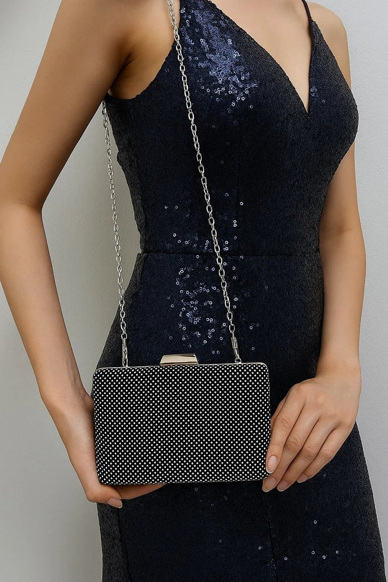 Vbranda Crystal Evening Clutch Bag with Chain Strap VS-34-BLACK