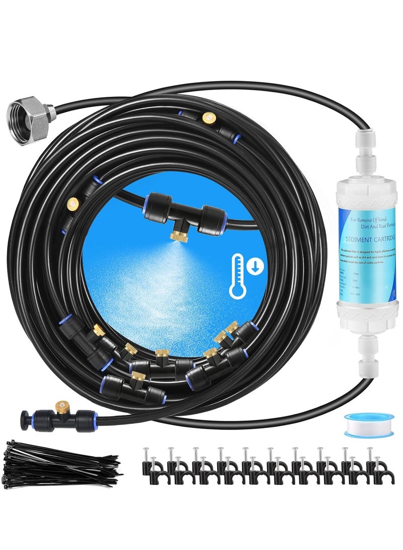 عام Misters for Outside Patio مع مرشح المياه ، فناء الفناء للتبريد في الهواء الطلق ، 60 قدم (18M) خط الضباب 8 محول المعادن النحاس (3/4 ") ، والاستحواذ لصالح Gazebo Gazebo Gazbo Gazebo - Image 1