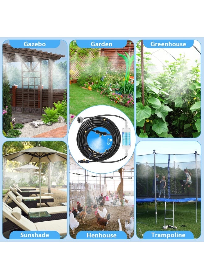 عام Misters for Outside Patio مع مرشح المياه ، فناء الفناء للتبريد في الهواء الطلق ، 60 قدم (18M) خط الضباب 8 محول المعادن النحاس (3/4 ") ، والاستحواذ لصالح Gazebo Gazebo Gazbo Gazebo - Image 5