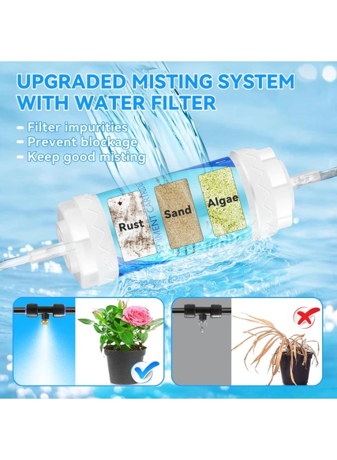 عام Misters for Outside Patio مع مرشح المياه ، فناء الفناء للتبريد في الهواء الطلق ، 60 قدم (18M) خط الضباب 8 محول المعادن النحاس (3/4 ") ، والاستحواذ لصالح Gazebo Gazebo Gazbo Gazebo - Image 2