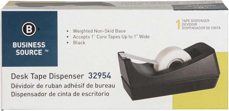 Business Source 32954 Tape Dispenser, Holds 1/2-Inch -3/4-Inch x36 Yds, 1-Inch Core, Black (Pack of 3) - Image 5