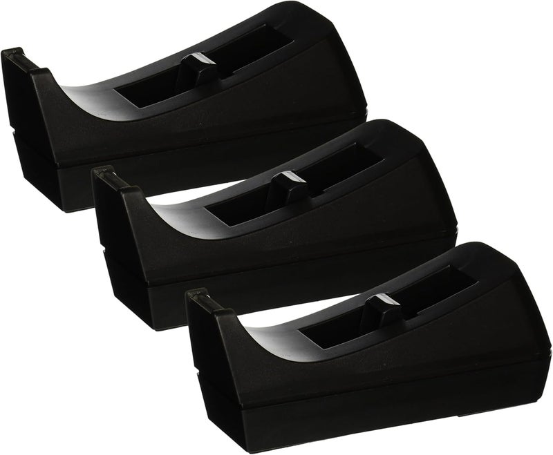 Business Source 32954 Tape Dispenser, Holds 1/2-Inch -3/4-Inch x36 Yds, 1-Inch Core, Black (Pack of 3) - Image 1