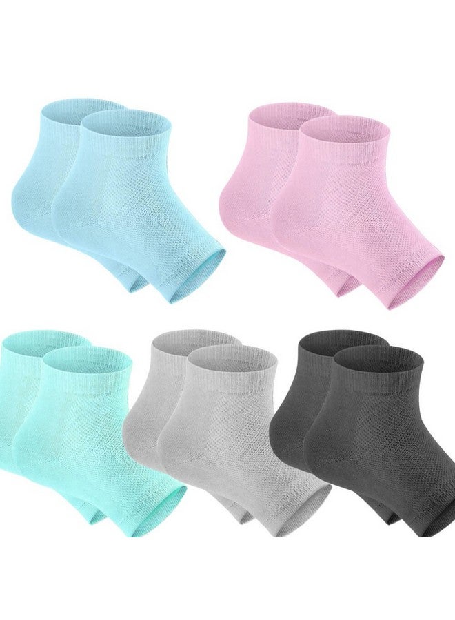 selizo Selizo 5 Pairs Moisturizing Gel Heel Socks Open Toe Socks for Dry Hard Cracked Heels, 5 Colors - Image 1