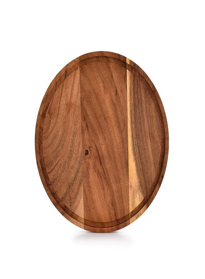 Kaizen Casa Cutting Boards Acacia Wood with Juice Groove Circular Cheese Serving Board Wood Chopping Board (9''X 9'' X 0.6'') - Image 3