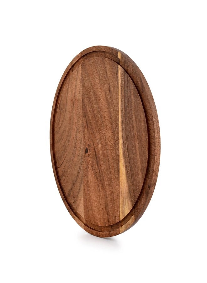 Kaizen Casa Cutting Boards Acacia Wood with Juice Groove Circular Cheese Serving Board Wood Chopping Board (9''X 9'' X 0.6'') - Image 4