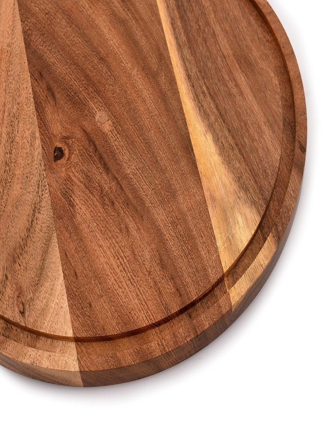 Kaizen Casa Cutting Boards Acacia Wood with Juice Groove Circular Cheese Serving Board Wood Chopping Board (9''X 9'' X 0.6'') - Image 5