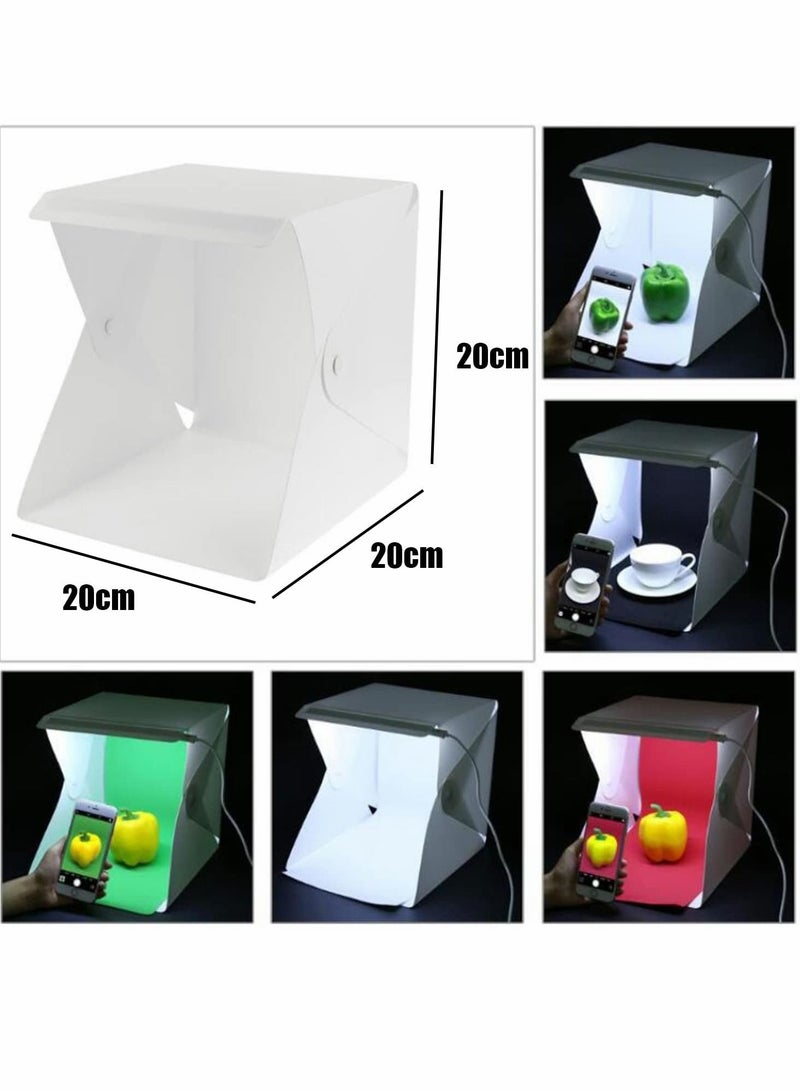 Y&D Portable Photo Studio Light Box with Lights, 20 * 20cm Folding Photography Tent Kit LED and 6 Kinds Color Backgrounds - Image 2