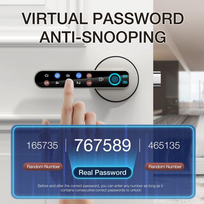 OFFTV Fingerprint Door Lock-biometric Door Lock-Smart Door knob-with passcode keypad keyless Entry Door Handle,for Bedroom Home Hotel Office - Image 4