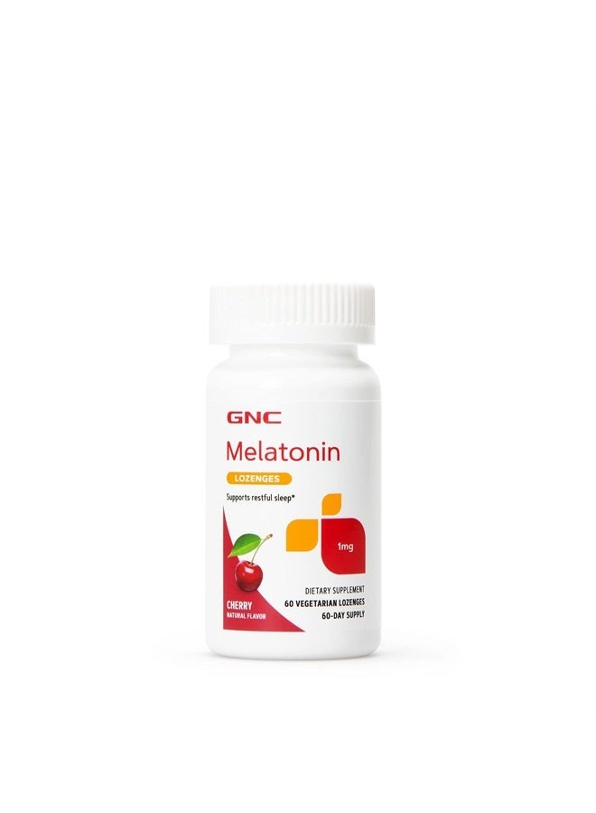 GNC Melatonin Lozenges 1 mg - Cherry - 60 Vegetarian Lozenges - Image 1