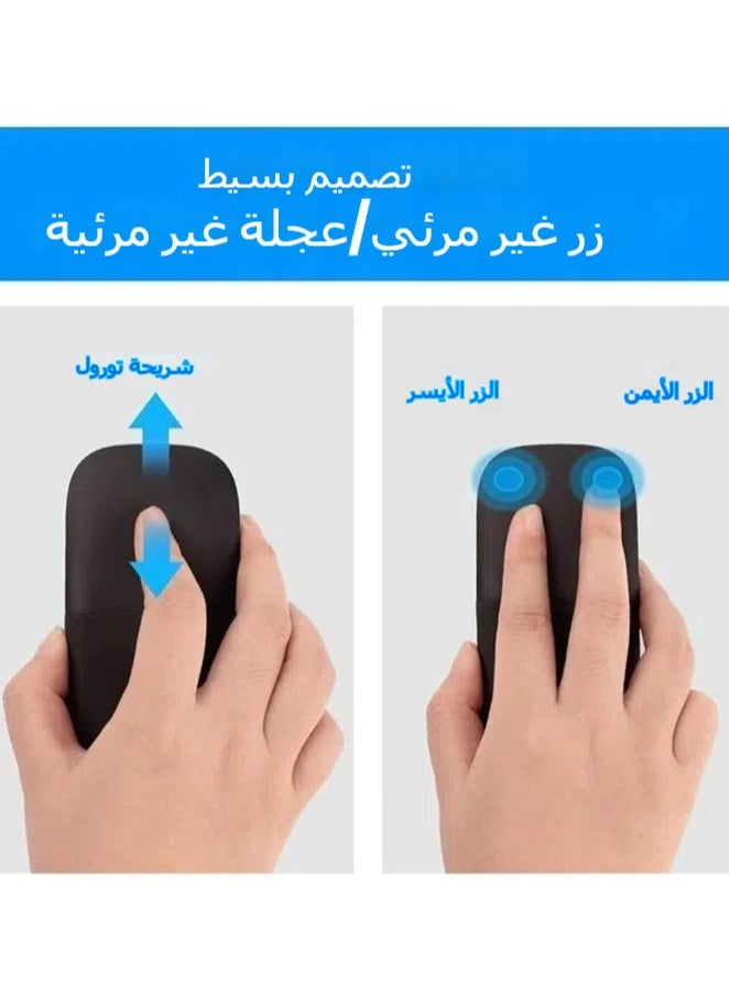 ماركة غير محددة ماوس بلوتوث بتصميم منحنٍ بشاشة لمس، ماوس لاسلكي قابل للطي، بدون مستقبل نانو USB، ماوس بصري صغير مريح للكمبيوتر المحمول والجهاز اللوحي والهاتف الذكي  - Image 3