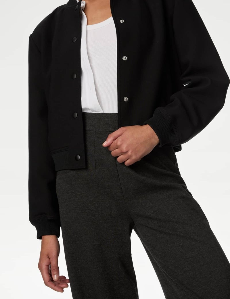 Marks & Spencer Jersey Wide Leg Trousers with Stretch T594793CHARCOAL (XS) - Image 5