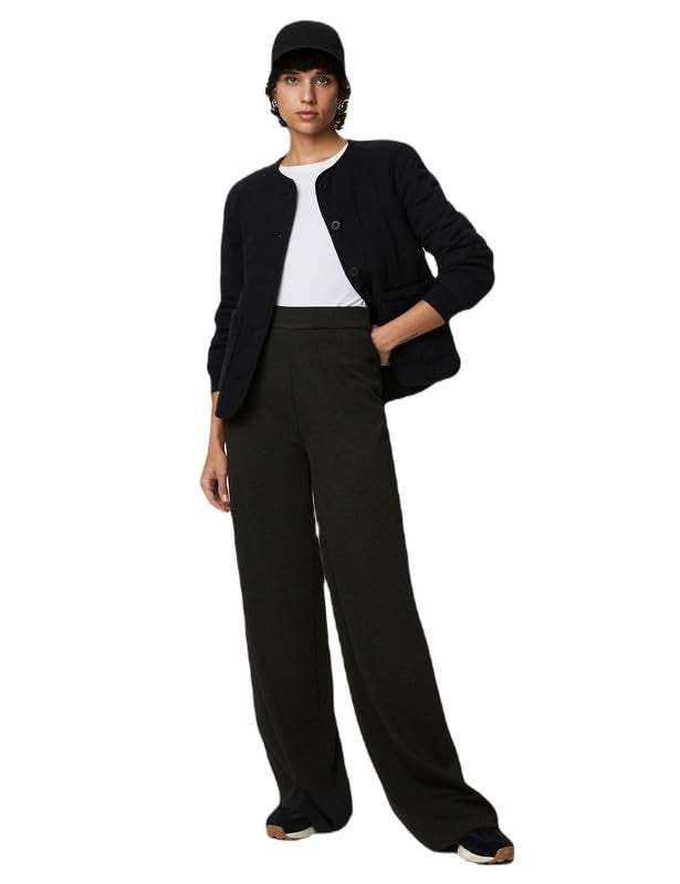 Marks & Spencer Jersey Wide Leg Trousers with Stretch T594793CHARCOAL (XS) - Image 1