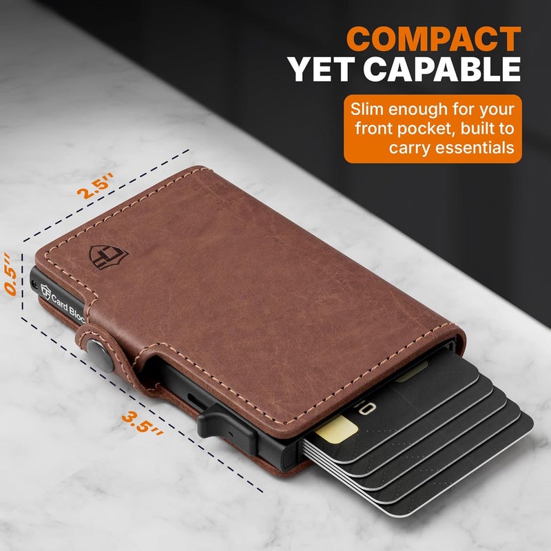 Conceal Plus Mens Wallet Credit Card Holder, Smart Pop Up RFID Wallet, Slim Minimalist Leather Front Pocket Card Case, Compact Travel Wallet RFID Blocking, Holds 4-6 Standard Cards Plus Cash & ID - Image 1