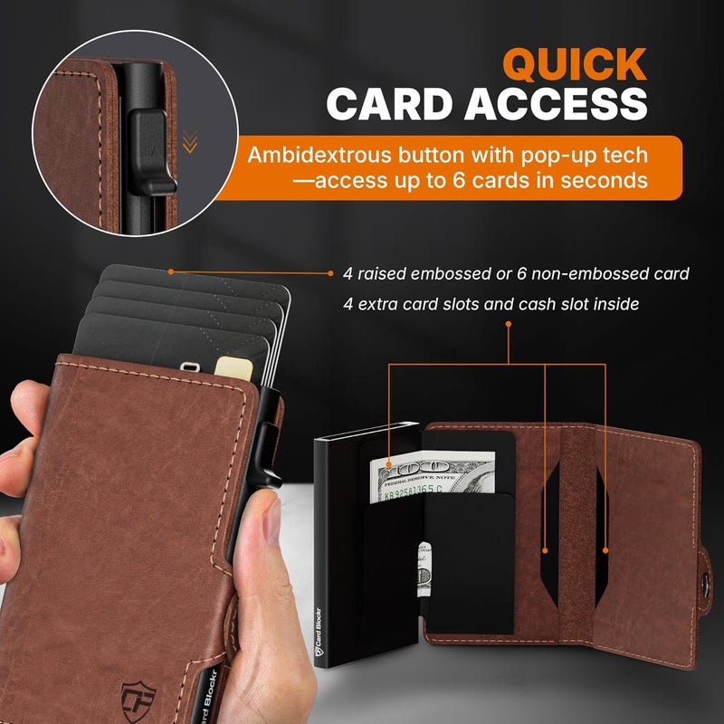 Conceal Plus Mens Wallet Credit Card Holder, Smart Pop Up RFID Wallet, Slim Minimalist Leather Front Pocket Card Case, Compact Travel Wallet RFID Blocking, Holds 4-6 Standard Cards Plus Cash & ID - Image 2