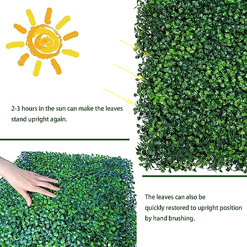ODTORY Artificial Grass Wall Backdrop Panels,20X20 in 12P UV-Anti Greenery Boxwood Panels for Indoor Outdoor Green Wall Decor & Ivy Fence Covering Privacy - Image 4